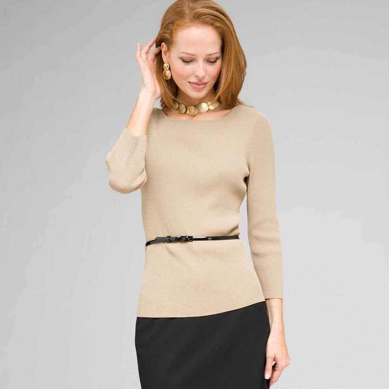 Belted Ribbed Boat Neck Sweater