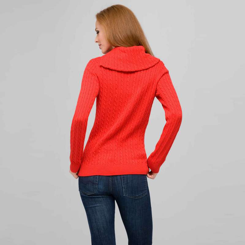 Long Sleeve Button Out Turtle Neck, Fire Red, large