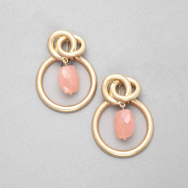 Pink Quartz Hoop Earring