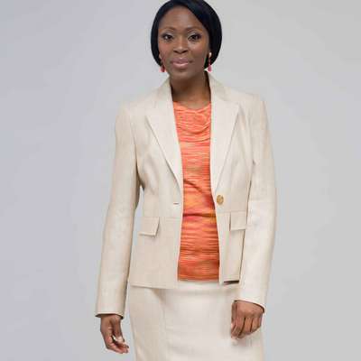 Jewel Neck Jacket., Chino & Ivory, medium