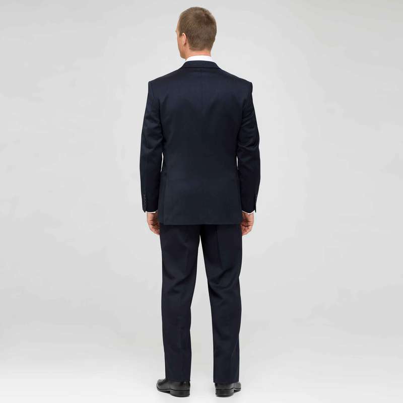 Navy Single Pleat Wool Suit, , large
