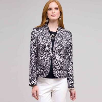 Flat Front Open Jacket, Ink Multi, medium